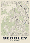 Street map poster of Sedgley, West Midlands