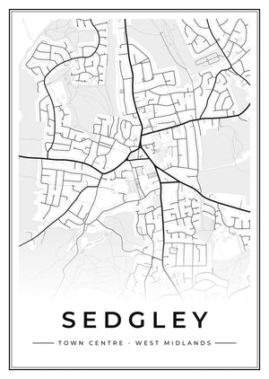 Sedgley Town Centre Street Map Poster