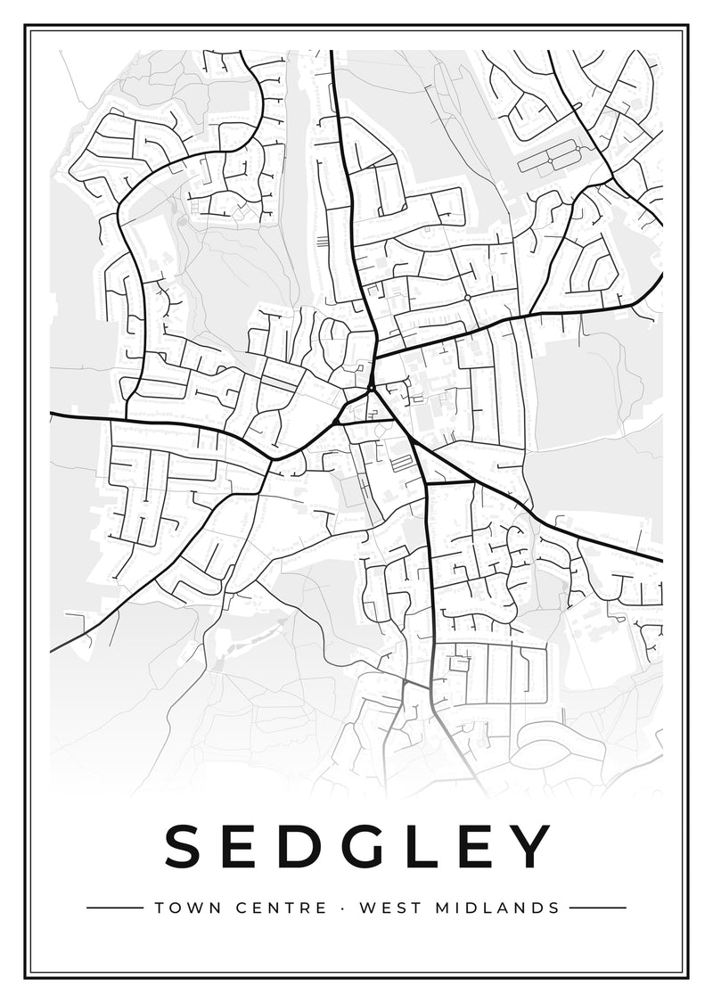 Sedgley Town Centre Street Map Poster