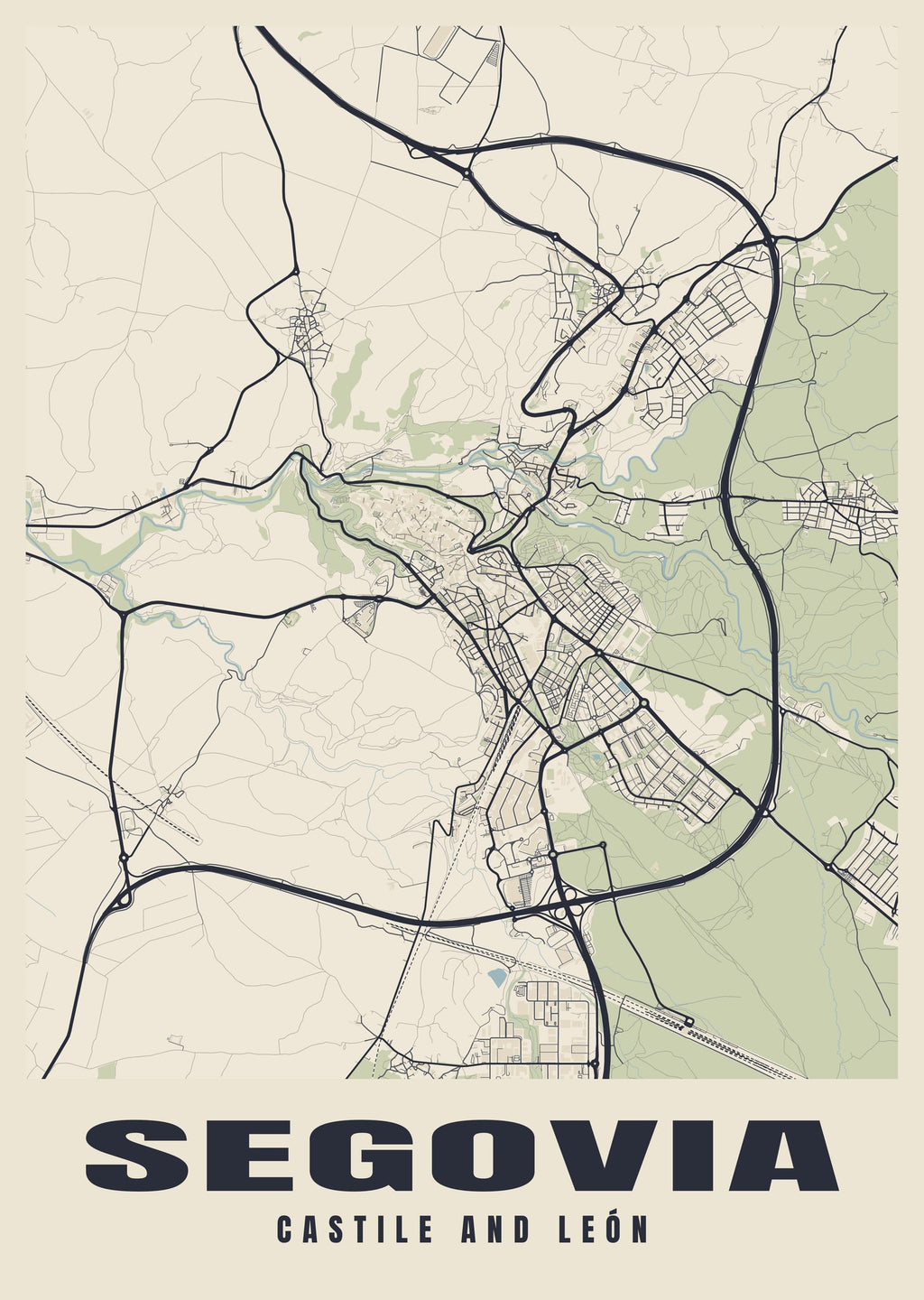 Street map poster of Segovia, Castile and León