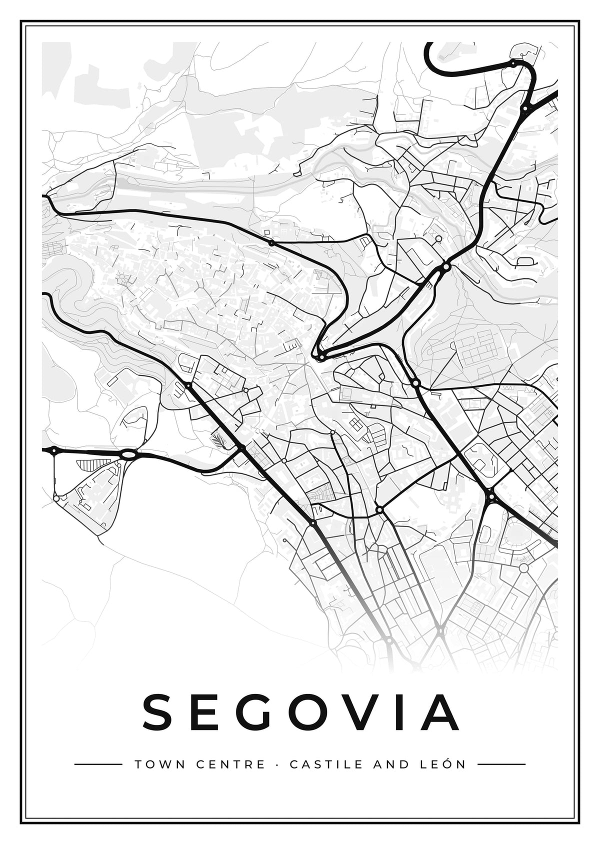 Street map poster of Segovia town centre, Castile and León