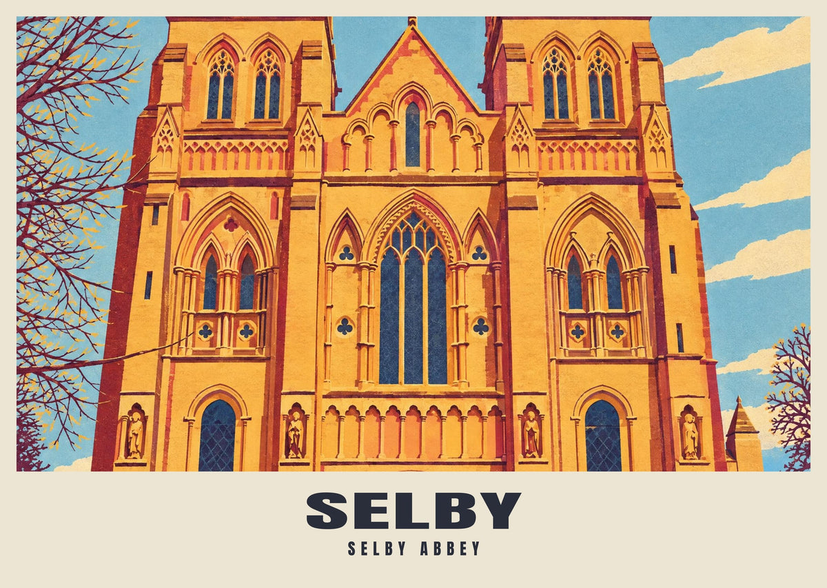Selby Abbey poster, Retro Railway style