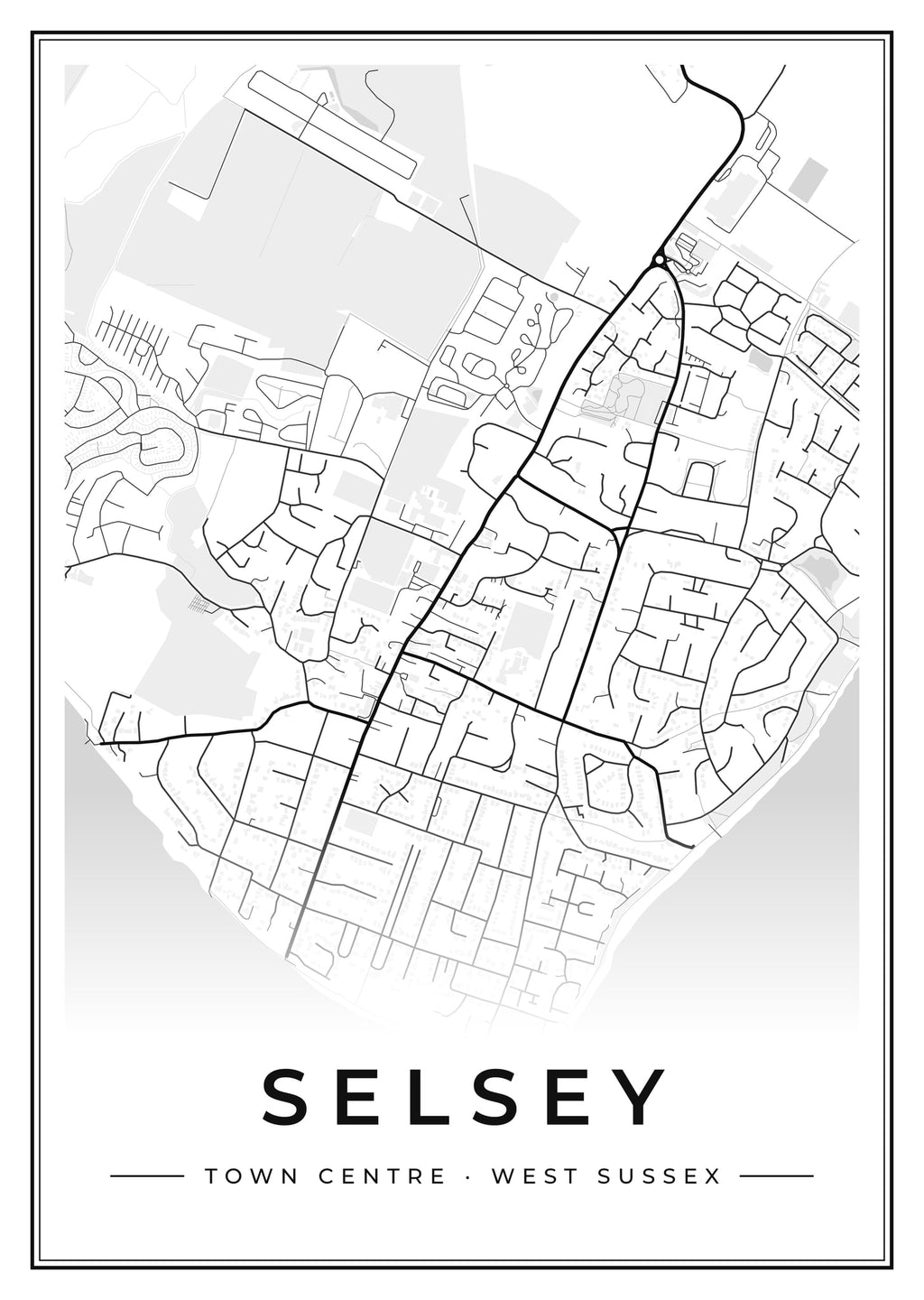 Street map poster of Selsey town centre, West Sussex