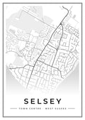 Street map poster of Selsey town centre, West Sussex