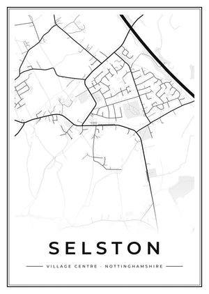 Selston Village Centre Street Map Poster