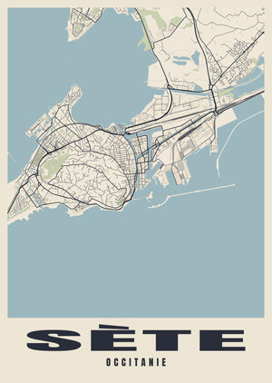 Sète Street Map Poster