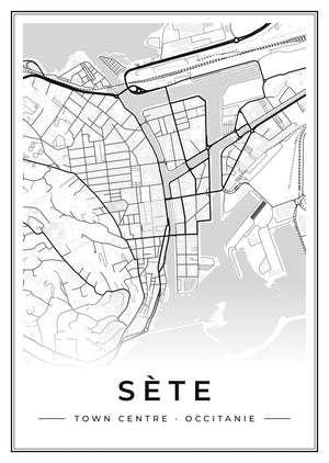 Sète Town Centre Street Map Poster