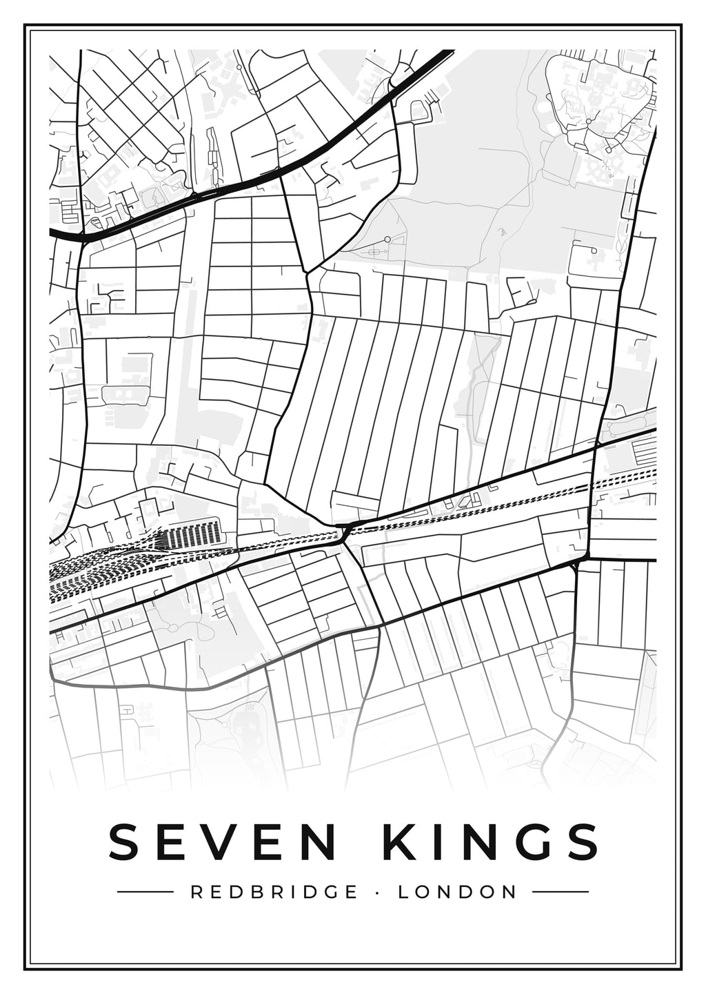 Street map poster of Seven Kings, Redbridge, London