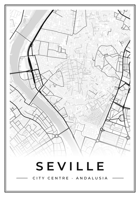 Seville City Centre Street Map Poster