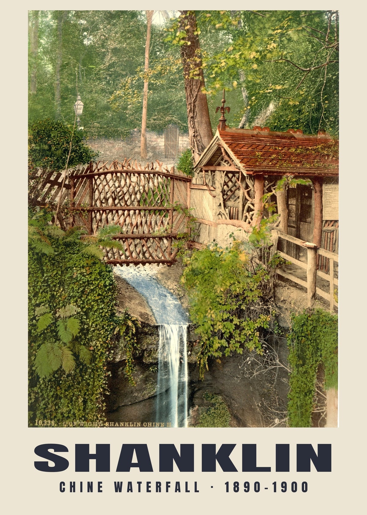 Chine Waterfall, Shanklin — Vintage photochrom print, 1890–1900