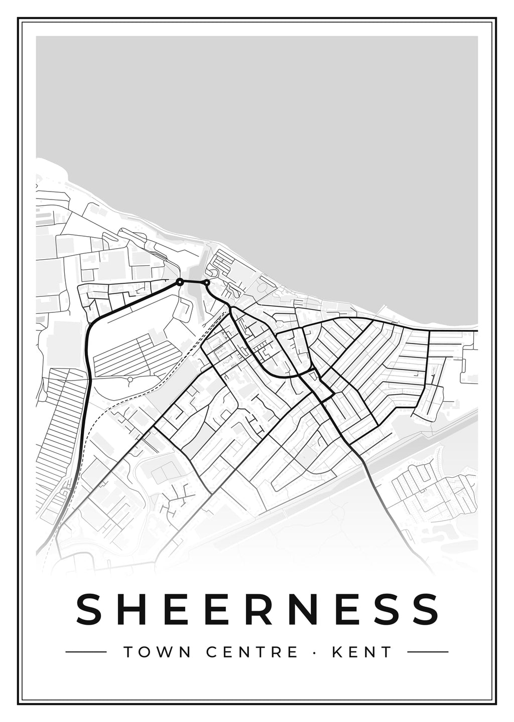 Street map poster of Sheerness town centre, Kent