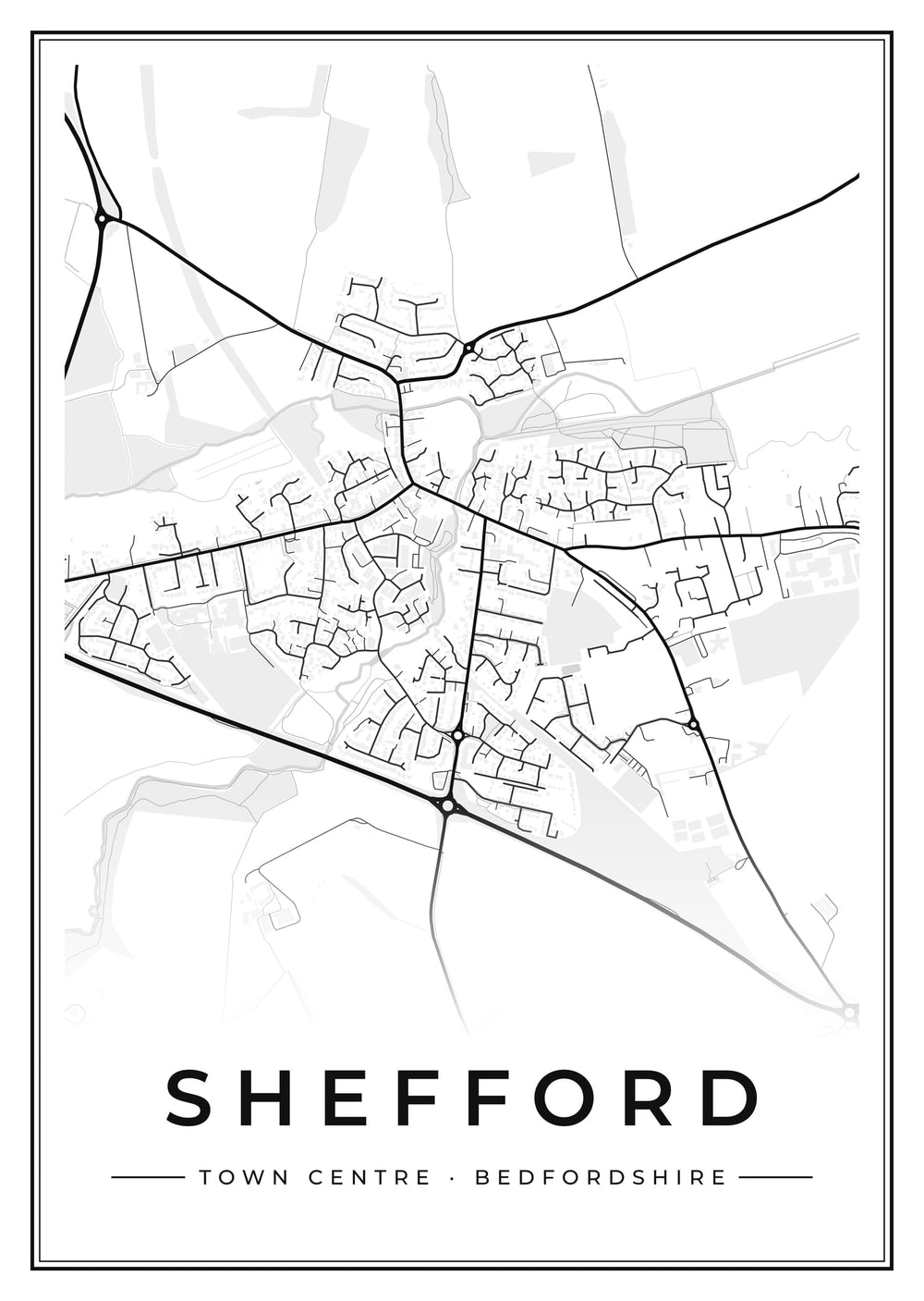 Shefford Town Centre Street Map Poster
