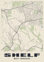 Street map poster of Shelf, West Yorkshire