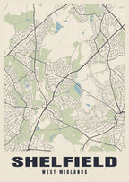 Street map poster of Shelfield, West Midlands