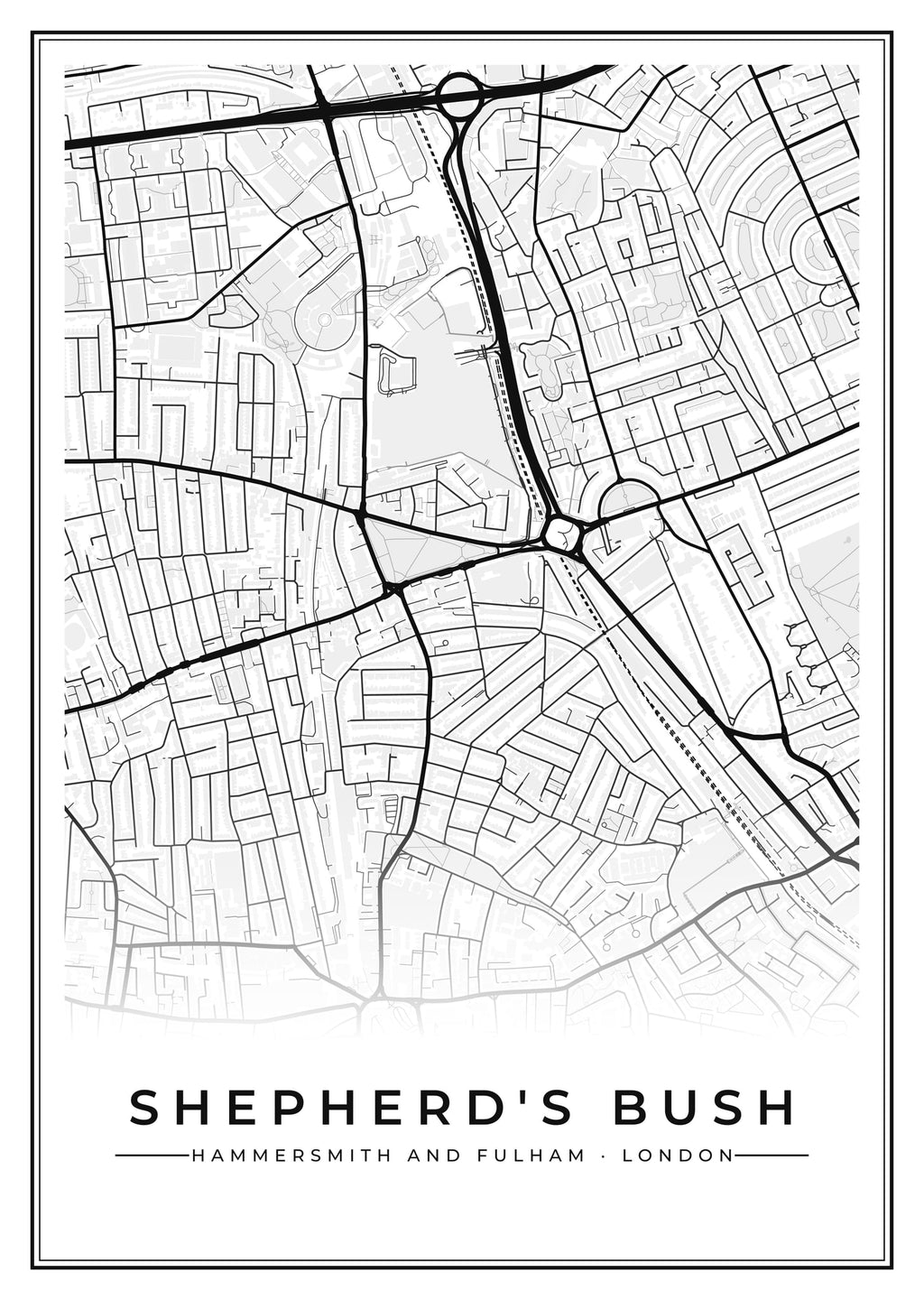Street map poster of Shepherd's Bush, Hammersmith and Fulham, London