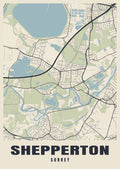 Street map poster of Shepperton, Surrey