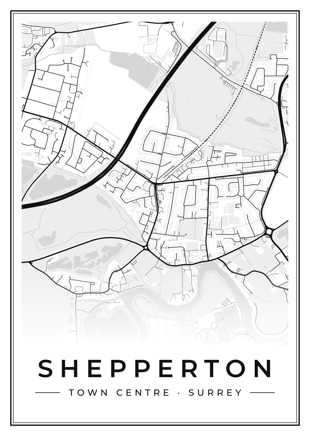 Street map poster of Shepperton town centre, Surrey