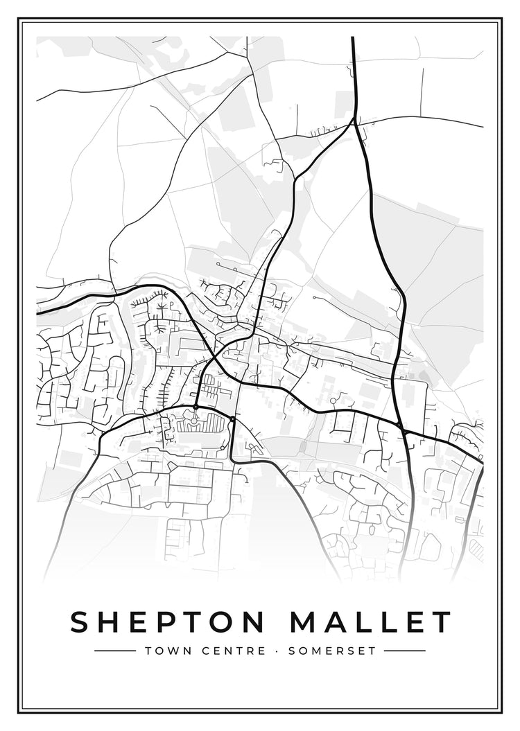 Shepton Mallet Town Centre Street Map Poster