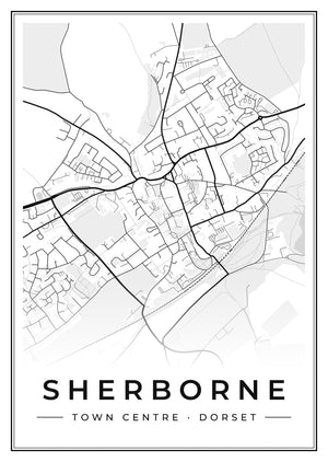 Sherborne Town Centre Street Map Poster