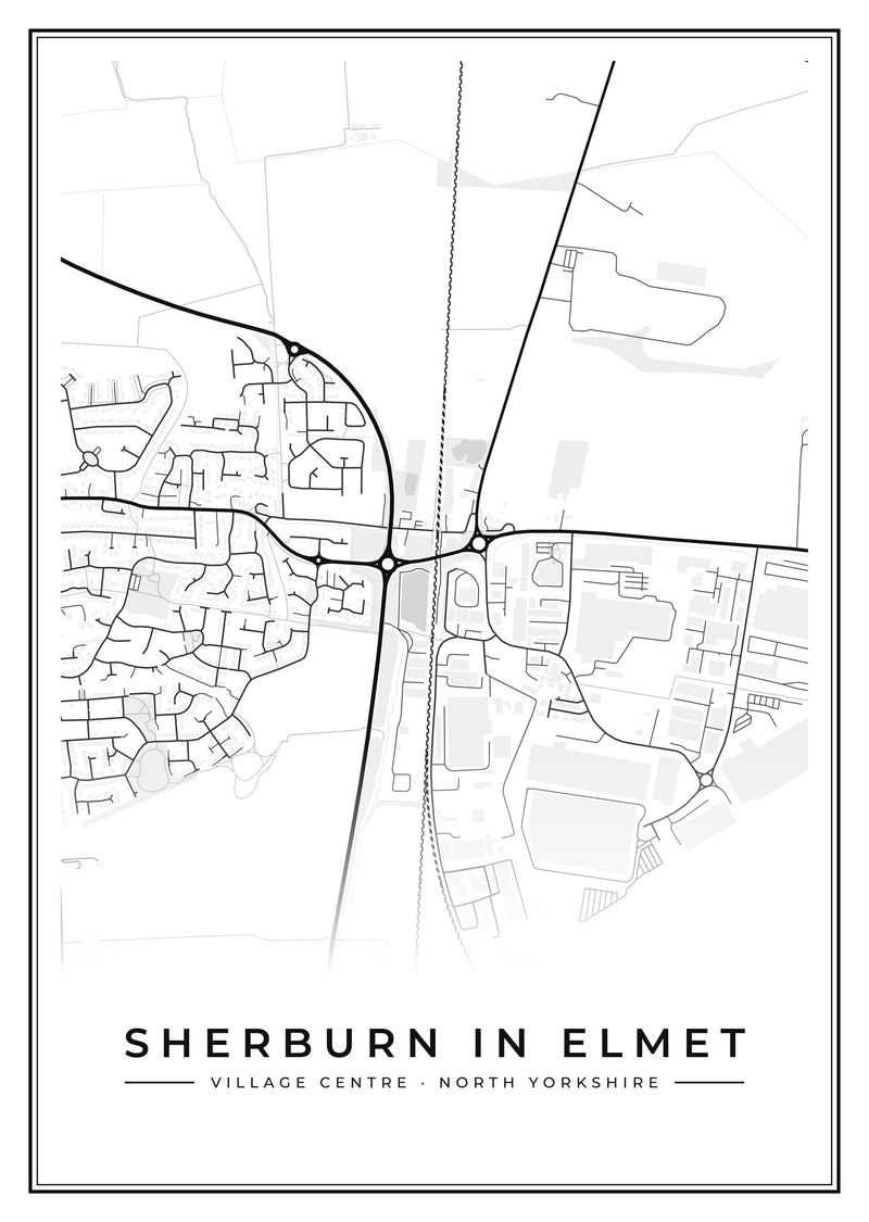 Sherburn in Elmet Village Centre Street Map Poster