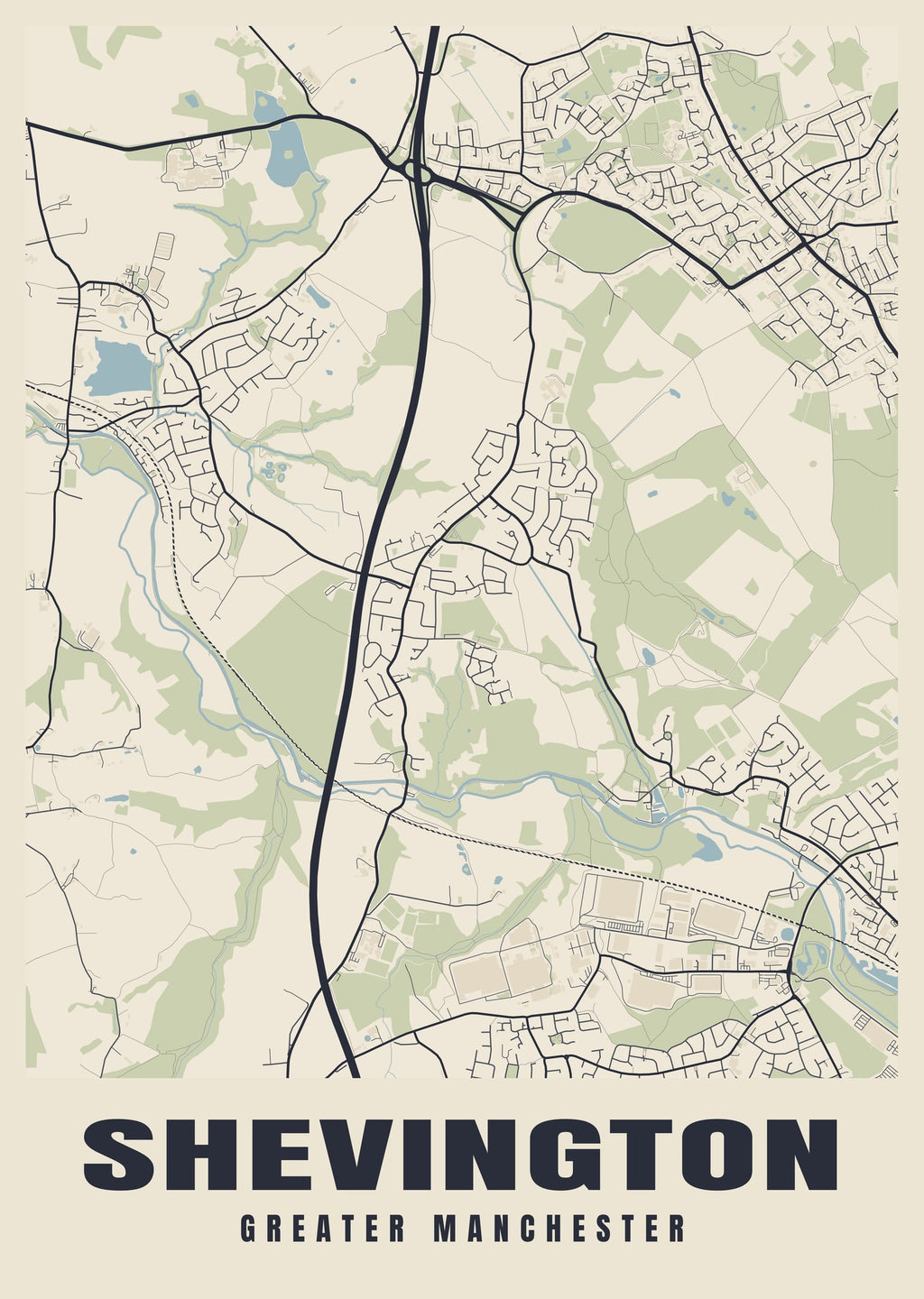 Street map poster of Shevington, Greater Manchester