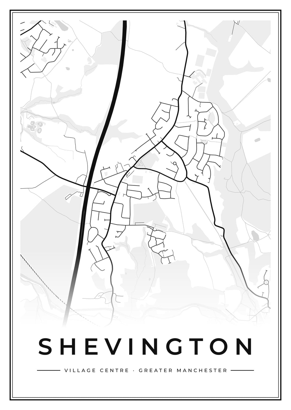 Shevington Village Centre Street Map Poster