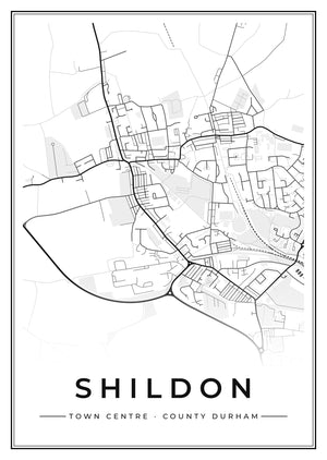Shildon Town Centre Street Map Poster