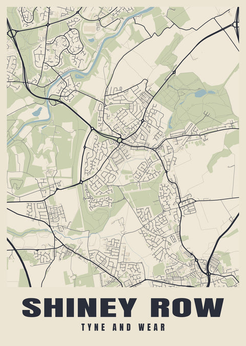 Shiney Row Street Map Poster