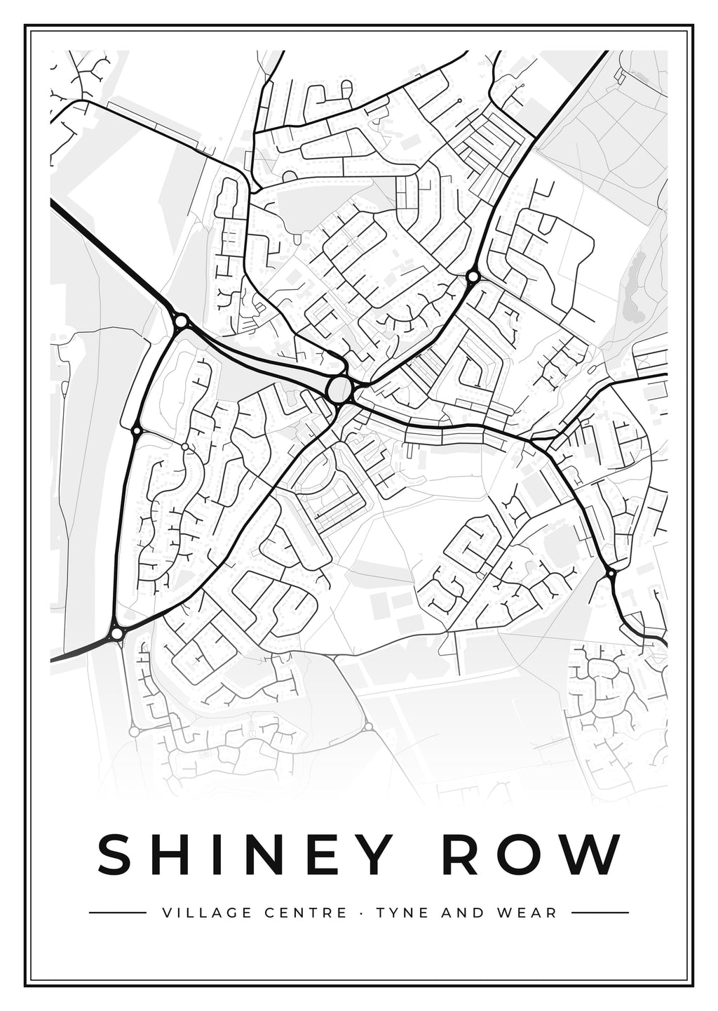 Street map poster of Shiney Row village centre, Tyne and Wear