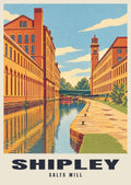 Salts Mill, Shipley poster, Retro Railway style
