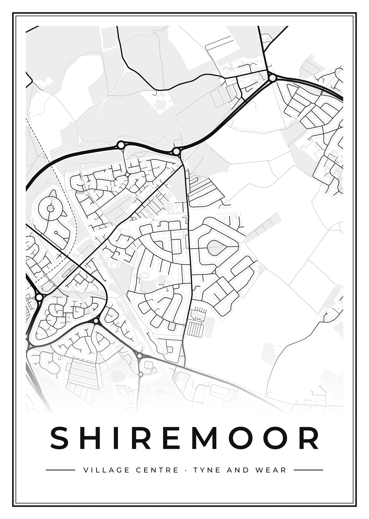Street map poster of Shiremoor village centre, Tyne and Wear