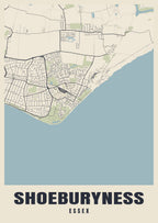 Street map poster of Shoeburyness, Essex