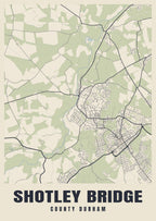 Street map poster of Shotley Bridge, County Durham