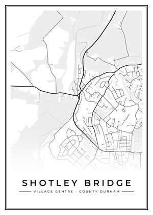 Shotley Bridge Village Centre Street Map Poster