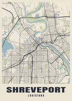 Street map poster of Shreveport, Louisiana