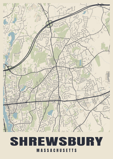 Shrewsbury Street Map Poster