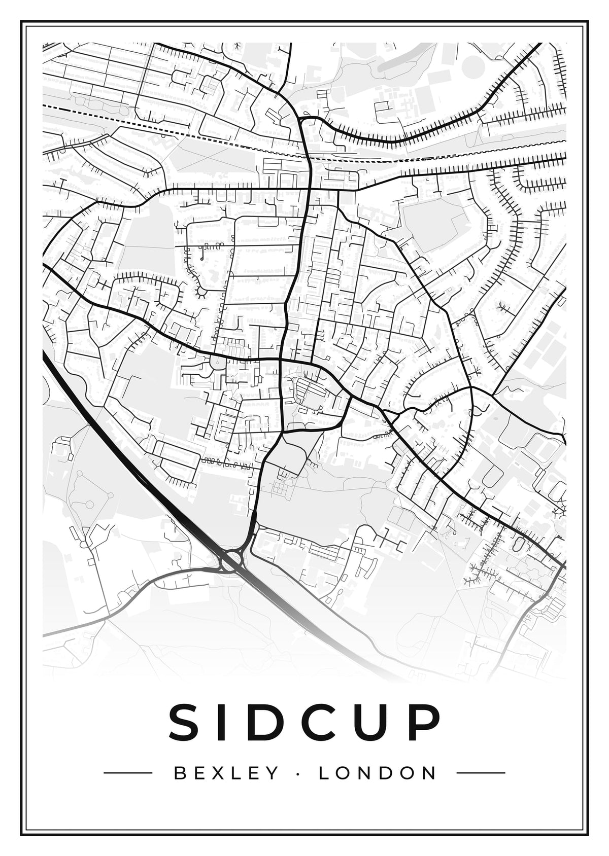 Street map poster of Sidcup, Bexley, London