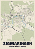 Street map poster of Sigmaringen, Baden-Württemberg