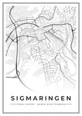 Street map poster of Sigmaringen town centre, Baden-Württemberg
