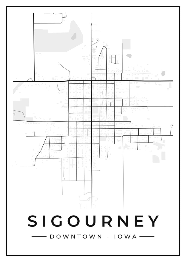 Sigourney Downtown Street Map Poster