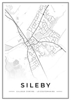 Street map poster of Sileby village centre, Leicestershire