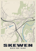 Street map poster of Skewen, Neath Port Talbot
