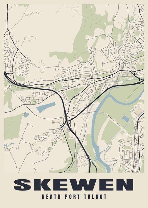Skewen Street Map Poster