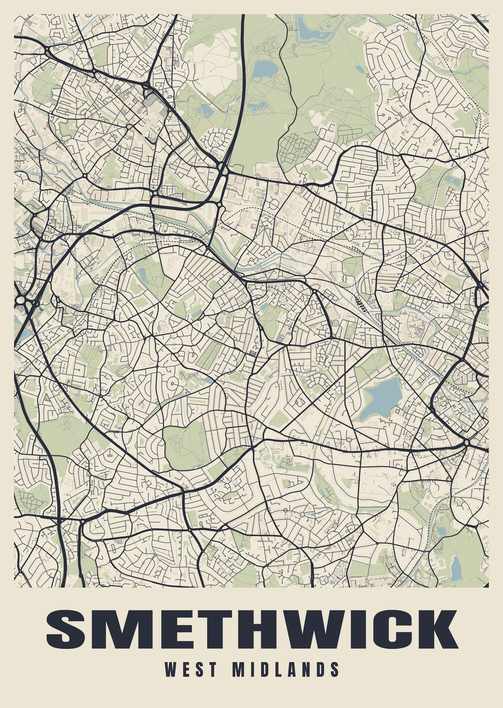 Street map poster of Smethwick, West Midlands
