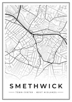Street map poster of Smethwick town centre, West Midlands
