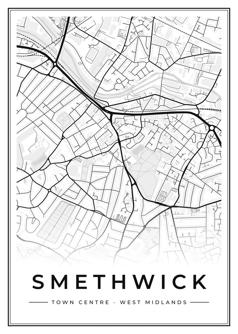 Smethwick Town Centre Street Map Poster