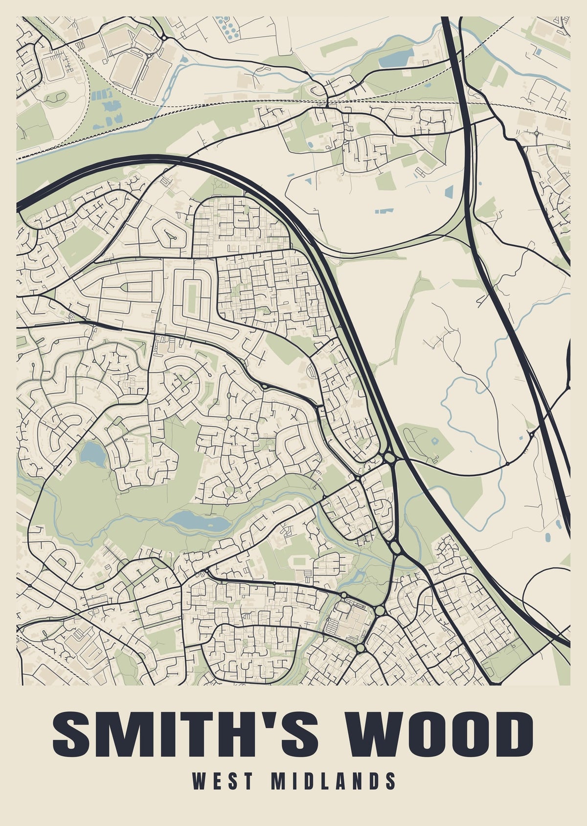 Street map poster of Smith's Wood, West Midlands
