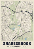 Heritage street map poster of Snaresbrook, Waltham Forest, London