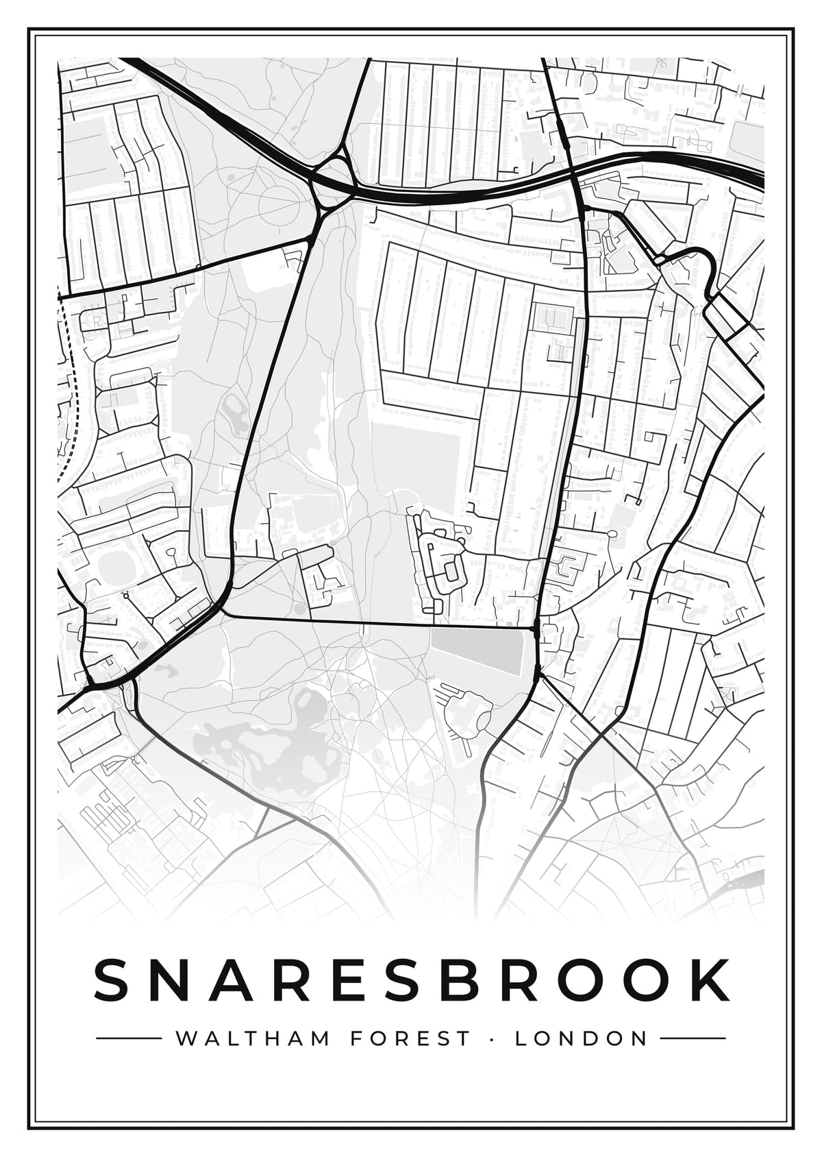 Street map poster of Snaresbrook, Waltham Forest, London