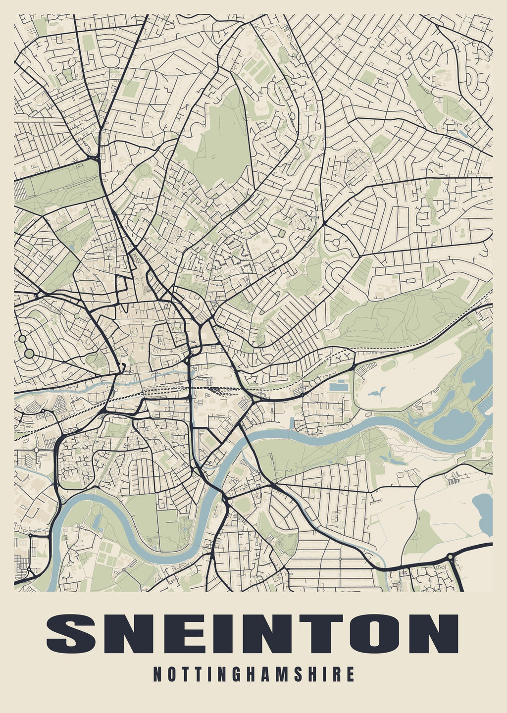 Street map poster of Sneinton, Nottinghamshire